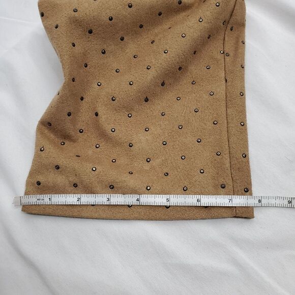 VINTAGE 80s/90s CACHE pants tan high waist textured dot pull‎ on M - Picture 7 of 12